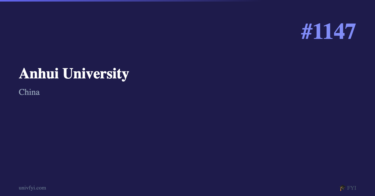 Anhui University — University Profile — UnivFYI