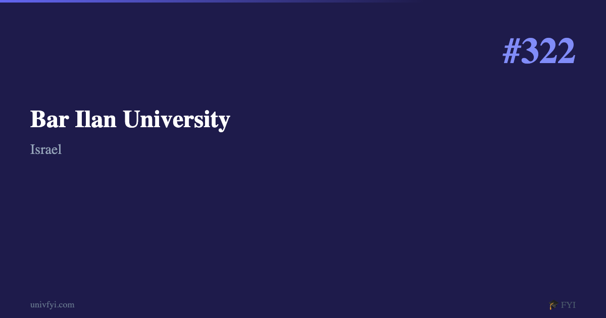 Bar Ilan University — University Profile — UnivFYI