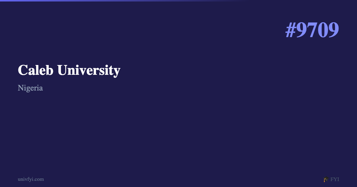 Caleb University — University Profile — UnivFYI