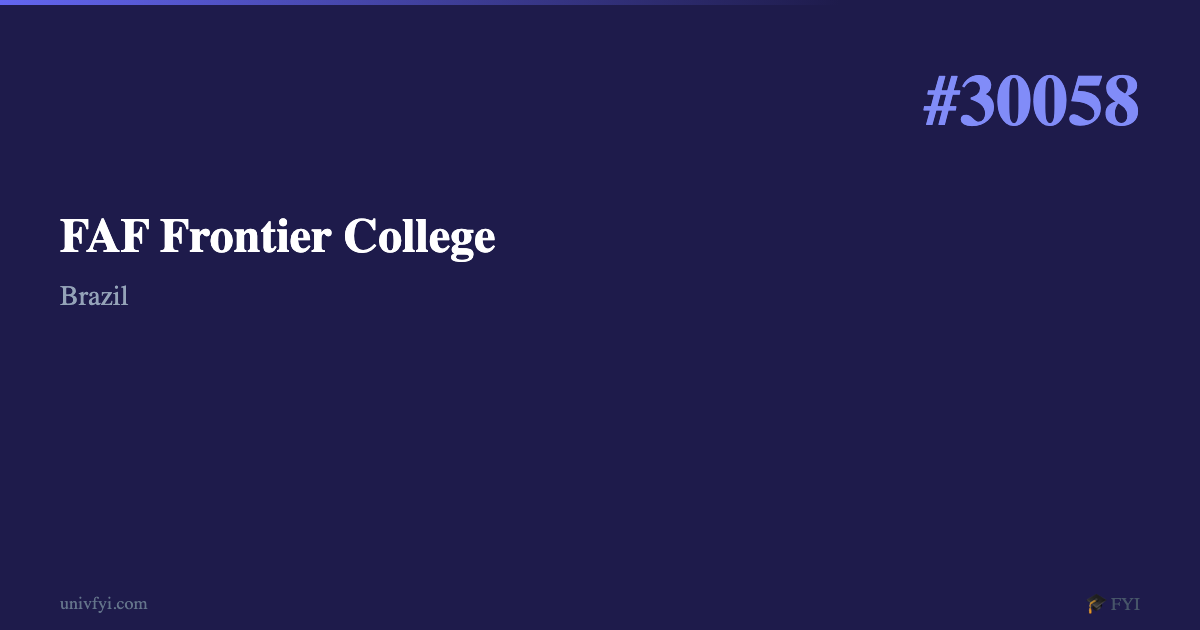 FAF Frontier College — University Profile — UnivFYI
