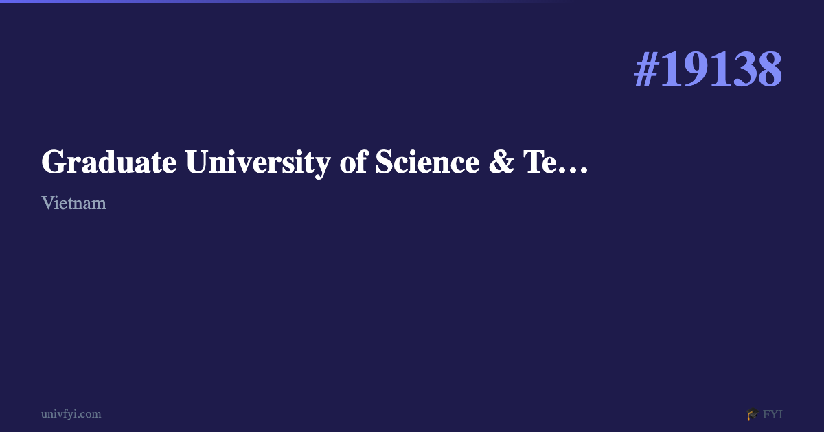 Graduate University of Science & Technology — University Profile — UnivFYI