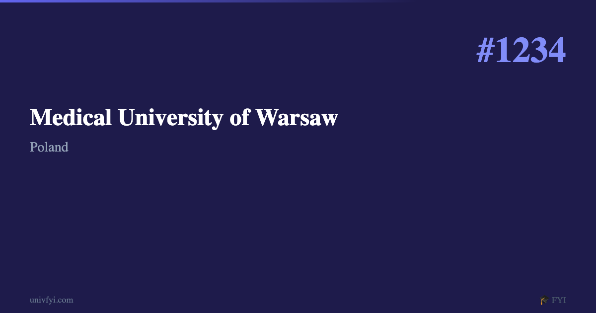 Medical University of Warsaw — University Profile — UnivFYI