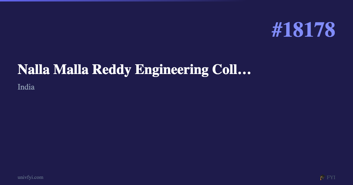 Nalla Malla Reddy Engineering College — University Profile — UnivFYI