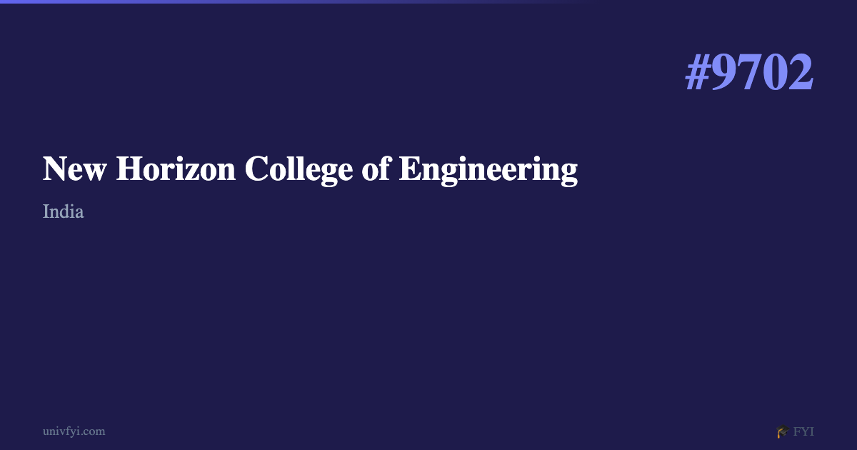 New Horizon College of Engineering — University Profile — UnivFYI