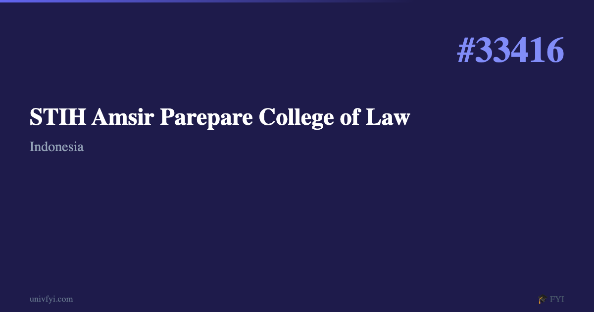 STIH Amsir Parepare College of Law — University Profile — UnivFYI
