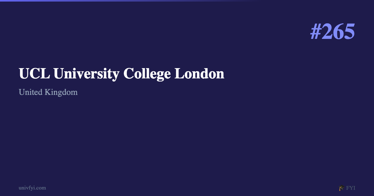 UCL University College London — University Profile — UnivFYI