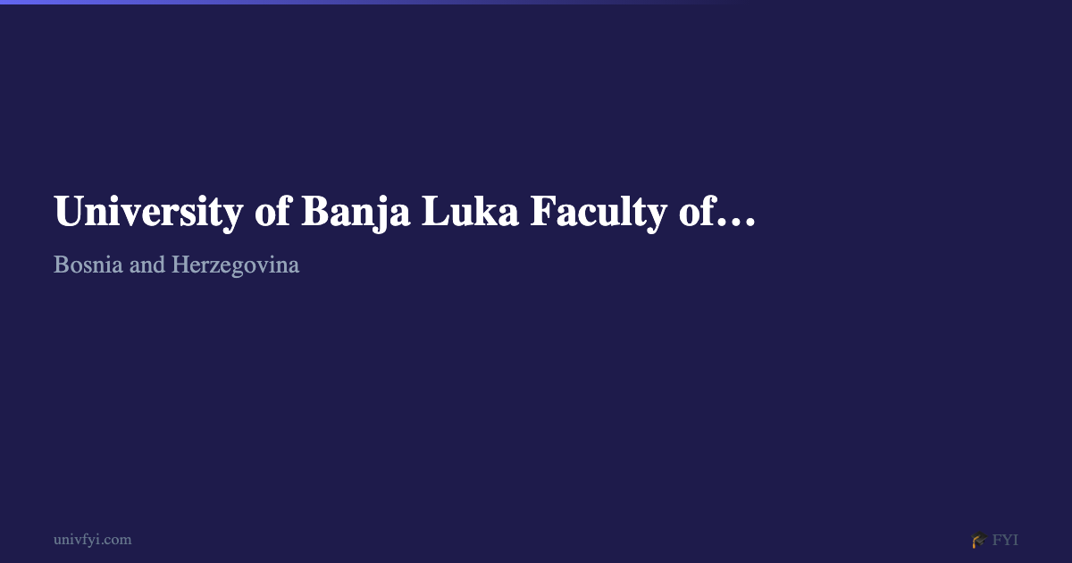 Ali Banja Math University of Banja Luka Faculty of Natural Sciences & Mathematics ...