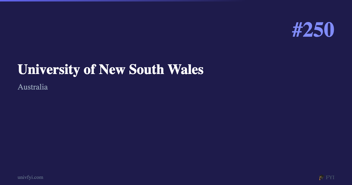 University of New South Wales — University Profile — UnivFYI